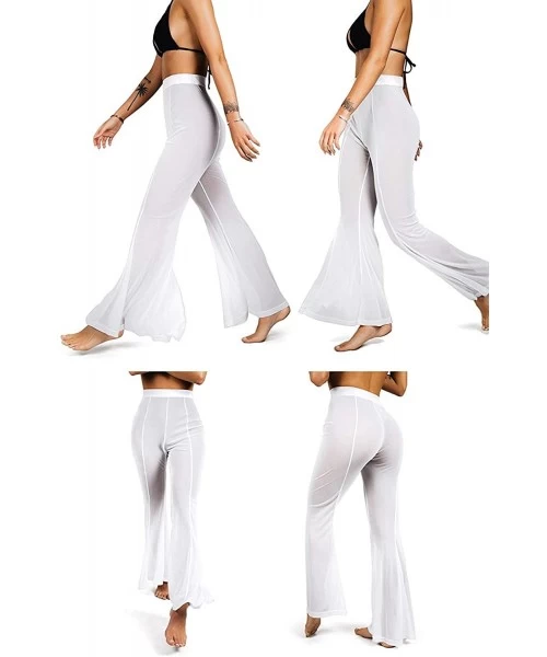 Cover-Ups Women's Beach Sheer Mesh Legging Pant See Through Bikini Bottom Swimsuit Cover up - White2 - C718NMIDIDG