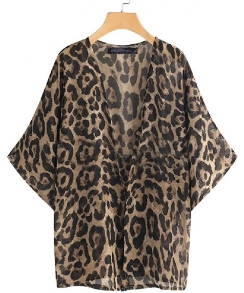 Cover-Ups Womens Open Front Loose Casual Chiffon Kimono Cover ups Cardigan - 5 - CO190WNOELW