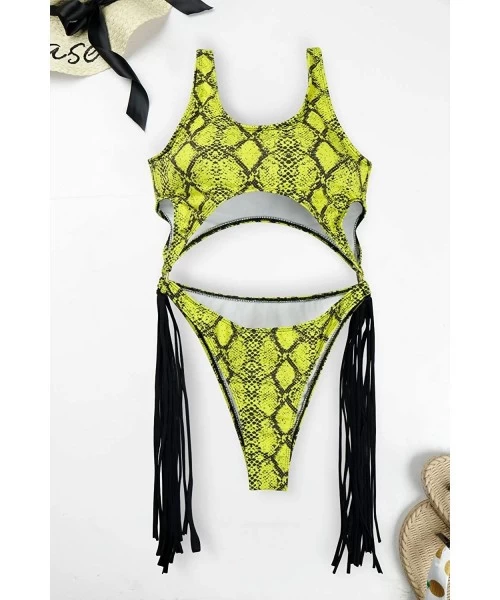 One-Pieces Women's Sexy One Piece Swimsuits Bikini Bathing Suit - 03-yellow - C418R8623X0