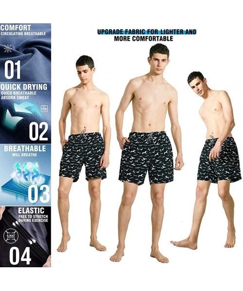 Trunks Mens Swim Trunks-Quick Dry Men Beach Short-Stretch Swimming Trunks Mesh Lining - Bird-black - CX197I47MTK