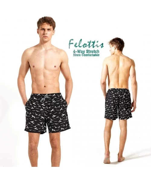 Trunks Mens Swim Trunks-Quick Dry Men Beach Short-Stretch Swimming Trunks Mesh Lining - Bird-black - CX197I47MTK