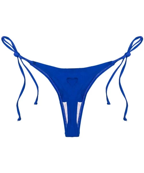 Racing Women Swimwear Brazilian Cheeky Bikini Bottom Side Tie Thong Bathing Swimsuit - Blue - CB18OEEY9E4