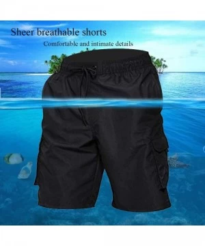 Board Shorts Men's Swimming Board Shorts- Men's Summer Swim Trunks Quick Dry - Black - CO1953MIC6N