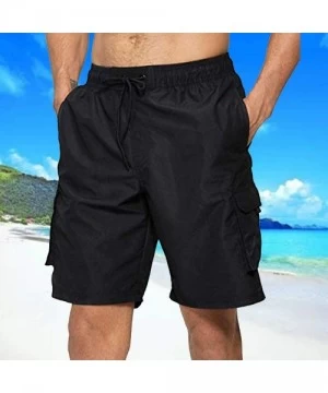 Board Shorts Men's Swimming Board Shorts- Men's Summer Swim Trunks Quick Dry - Black - CO1953MIC6N