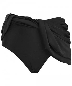 Bottoms Skirted Bikini Bottom High Waisted Shirred Ruffle Ruched Swimsuit Mini Swim Skirt - Black - C3194CZCY2W