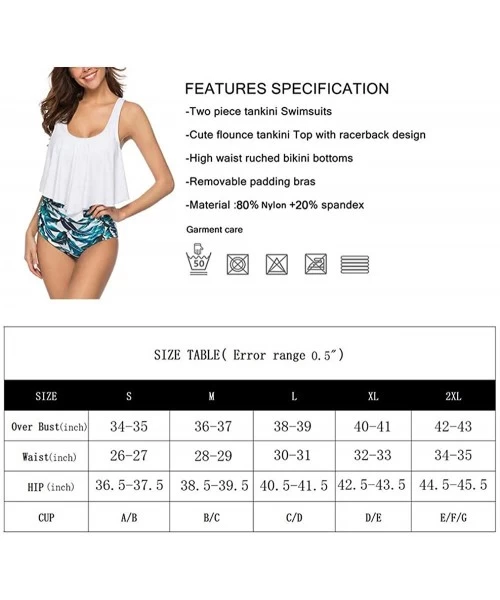 Sets High Waisted Swimsuit Ruffled Floral Two Piece Bathing Suit - Black/White - C918UL0EXCW