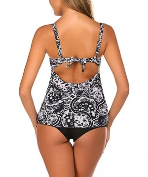 Tankinis Women's 2 Piece Swimsuit Printed Tankini Set Swimwear Bathing Suits - 1-white - C118OZZOR5Y