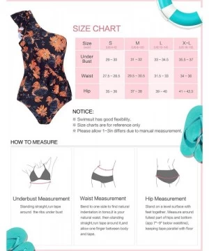 One-Pieces Women One Piece Swimsuit Ruffle Printed Monokini Tummy Control Bathing Suit - Black Flower - CB18MGG64E0