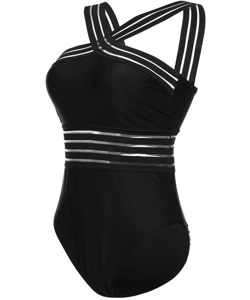 One-Pieces Women's One Piece Swimsuit Fashion Bathing Suit Tummy Control Monokini Swimwear - Black10 - CC18RKCG6N7