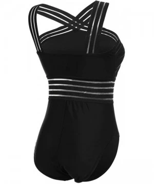 One-Pieces Women's One Piece Swimsuit Fashion Bathing Suit Tummy Control Monokini Swimwear - Black10 - CC18RKCG6N7