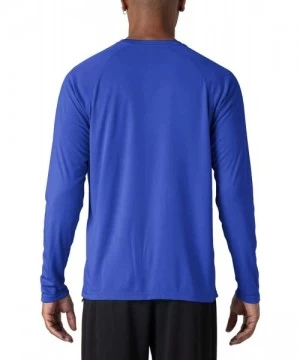 Rash Guards Men's Sun Protection T-Shirt UPF 50+ UV Long Sleeve Moisture Wicking Performance Athletic Shirt - Bright Blue - C...