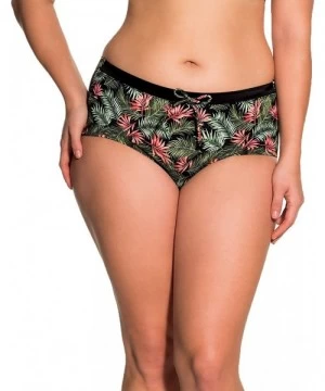 Bottoms Curves Haiti Body Shaping Hipster Swim Brief (D17037D) - Black Leaf - CL180K6YCIN