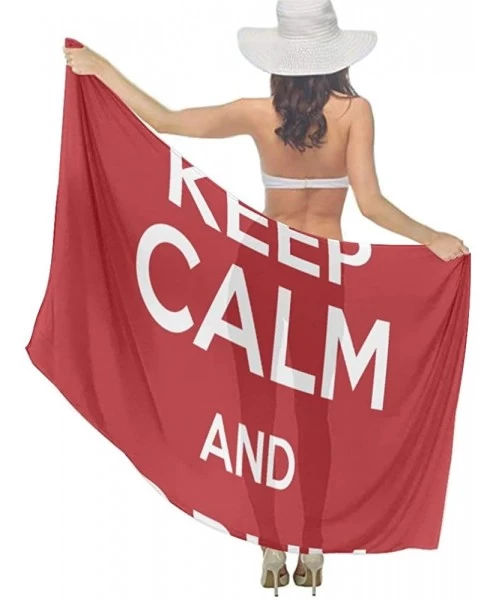 Cover-Ups Women Chiffon Sarong Beach Bikini Cover Up Wedding Party Shawls Wraps - Keep Calm and Drum on Red - CO1908QI2TI