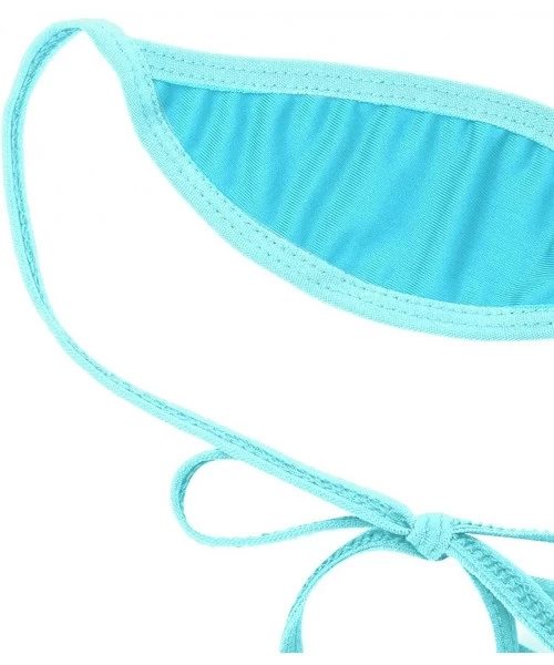 Tankinis Womens Extreme 2 Pieces Bikini Bathing Suit Bandeau Bra Top Tie Sides Micro Thongs Beachwear - Light Blue - CI18WSWET8O