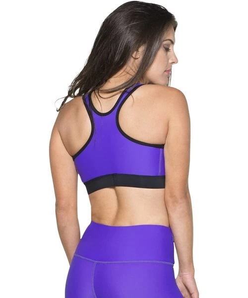 Tops Women's Swim Sport Tops- UPF 50+ Sun Protection Swimwear - Purple Waves - C517YW2QZX0