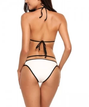 Sets Women's Sexy Push up Halter Triangle Bikini Set Two Pieces Swimsuit Bathing Suits S-XXL - 1 White - CD182LGK82Z