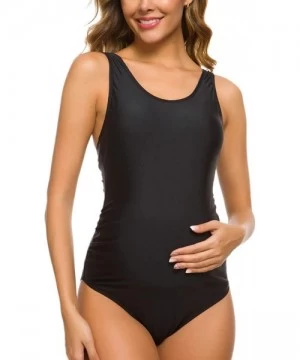 One-Pieces Women One Piece Maternity Shirred Tank Swimsuits Vintage Ruched Swimwear Plus Size Pregnancy Beachwear A Pure Blac...