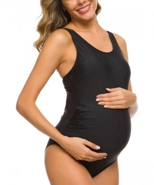 One-Pieces Women One Piece Maternity Shirred Tank Swimsuits Vintage Ruched Swimwear Plus Size Pregnancy Beachwear A Pure Blac...