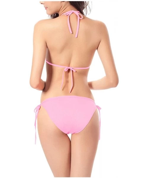 Sets Women Sexy Bikini Set Push Up Non Padded Swimwear Swimsuit Bathing Beachwear Two Piece One Size Stretch Style5_pink - C3...