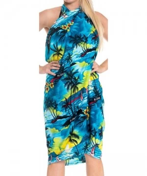 Cover-Ups Women's Plus Size Sarong Swimsuit Cover Up Beach Wear Hand Tie Dye B - Teal Blue_e418 - CN12O5JGPKR