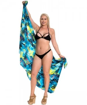 Cover-Ups Women's Plus Size Sarong Swimsuit Cover Up Beach Wear Hand Tie Dye B - Teal Blue_e418 - CN12O5JGPKR