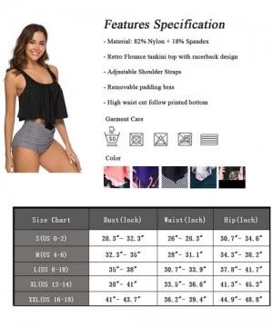 Sets Women Flounce Swimsuits Girls Falbala Bikini Set High Waist Bikini Bottom Retro Swimsuit Bathing Suits Black White - CK1...