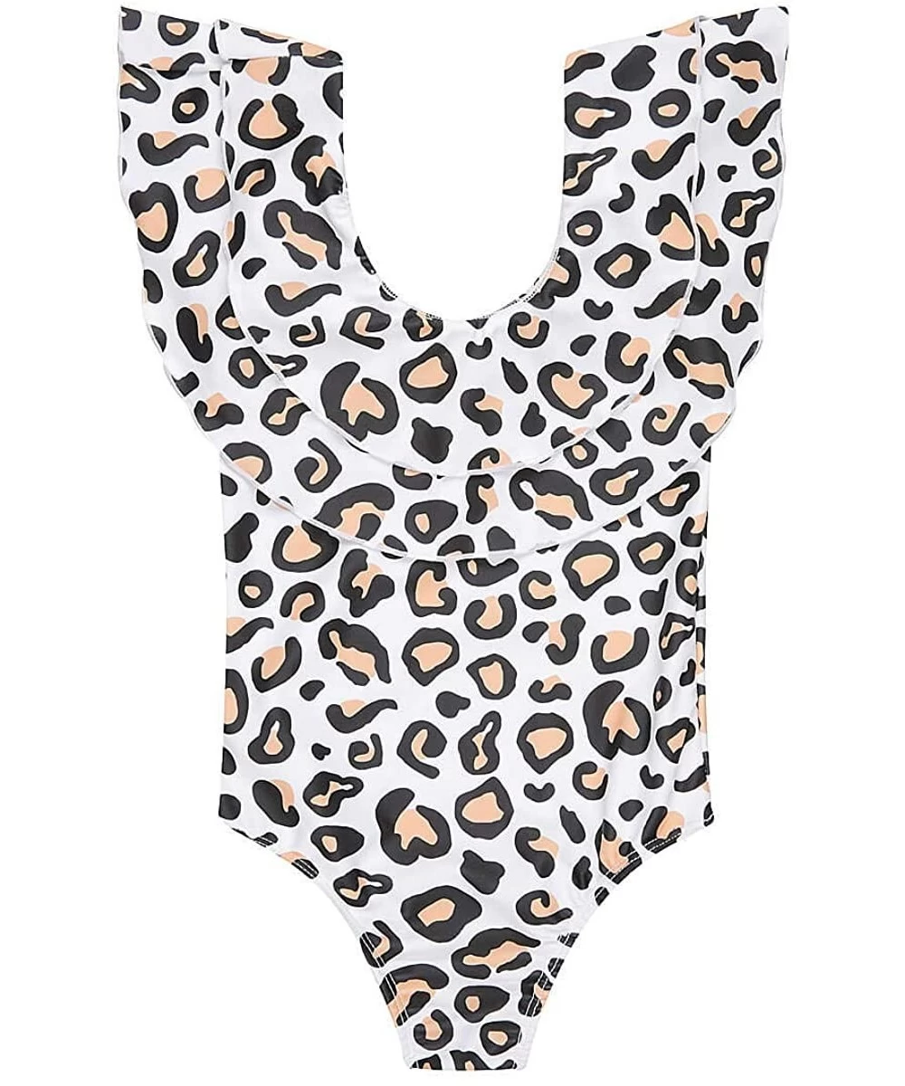 One-Pieces Mommy and Me Swimsuits Leopard Ruffles Swimwear Mother Daughter Monikini Bathing Suit - Girl - CO18NX7U6S6