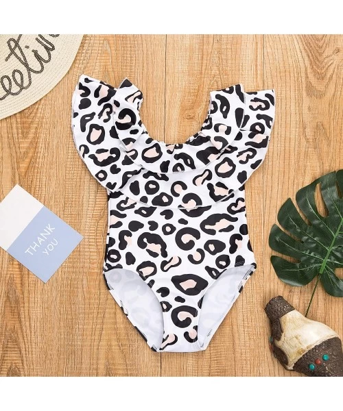 One-Pieces Mommy and Me Swimsuits Leopard Ruffles Swimwear Mother Daughter Monikini Bathing Suit - Girl - CO18NX7U6S6