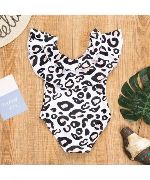 One-Pieces Mommy and Me Swimsuits Leopard Ruffles Swimwear Mother Daughter Monikini Bathing Suit - Girl - CO18NX7U6S6