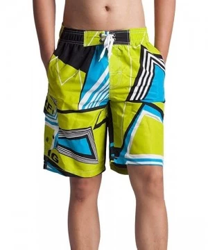 Trunks Men's Bathing Suits Beachwear Swim Trunks Quick Dry Striped With Side Pockets Mesh Lining - 1521green - C318QIHUH3L