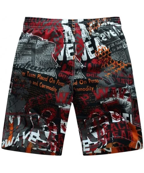 Board Shorts Mens Swim Trunks Summer Cool Quick Dry Board Shorts Bathing Suit with Side Pockets Red - Red - CS18NG8SO56