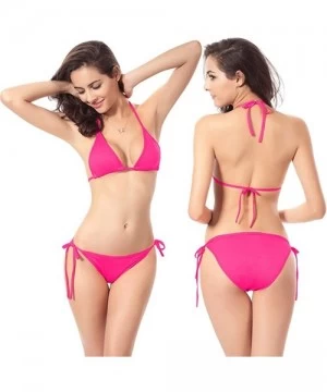 Sets Women's Brazilian Bikini Set Cheeky Swimsuit Thong Swimwear - Hot Pink-d - CL18OXTQQRC