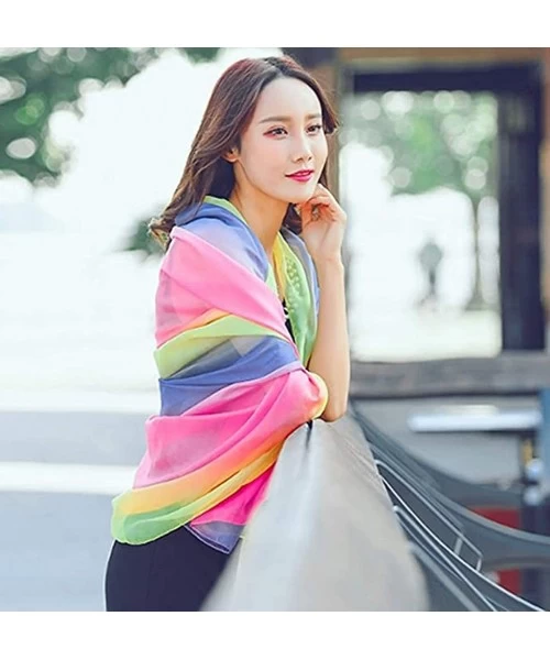 Cover-Ups Womens Ladies Rainbow Colorful Cover Up Scarf - Colorful - CI187LM4Y9E