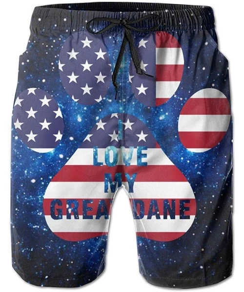 Board Shorts I Love My Great Dane Dog American Flag Mens Board/Beach Shorts Summer Casual Beachwear - C518WAZZA9W