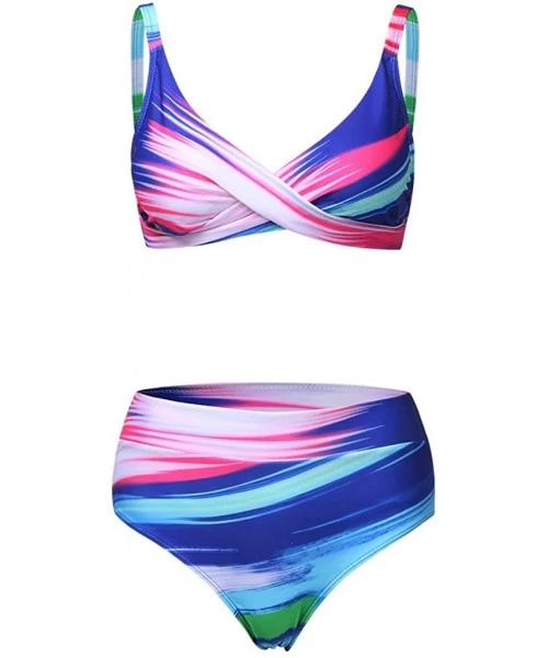 Sets Women's Tie Dye Bikini Set Rainbow 2 Piece High Waisted Sexy Tank Bathing Suit Bikini Swimwear Set Colorful Bikini Set -...