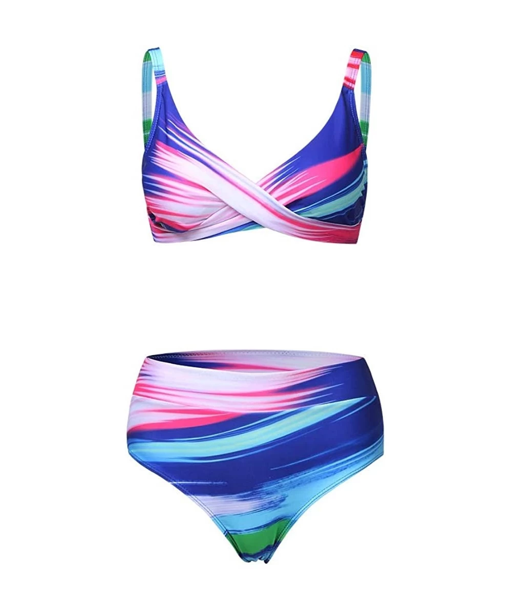 Sets Women's Tie Dye Bikini Set Rainbow 2 Piece High Waisted Sexy Tank Bathing Suit Bikini Swimwear Set Colorful Bikini Set -...