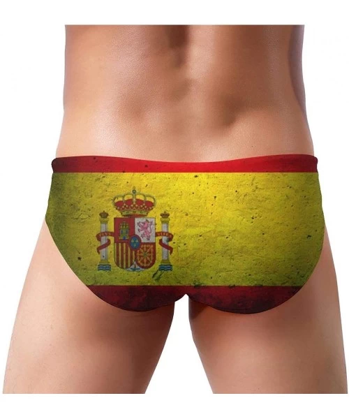 Briefs Men's Sexy Various Flag Printing Low Rise Briefs Bikini Swimwear Swimsuit with Drawstring - Spanish Flag - C7194US9G7I