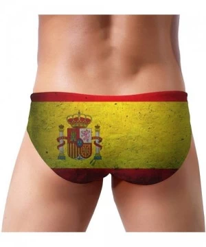 Briefs Men's Sexy Various Flag Printing Low Rise Briefs Bikini Swimwear Swimsuit with Drawstring - Spanish Flag - C7194US9G7I