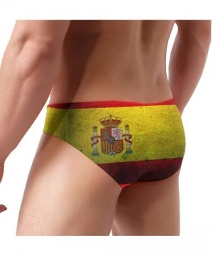 Briefs Men's Sexy Various Flag Printing Low Rise Briefs Bikini Swimwear Swimsuit with Drawstring - Spanish Flag - C7194US9G7I