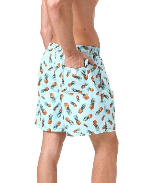 Board Shorts Mens Swim Trunks Quick Dry Beach Shorts Mesh Lining Board Shorts Swimwear Bathing Suits with Pockets - Green Pin...