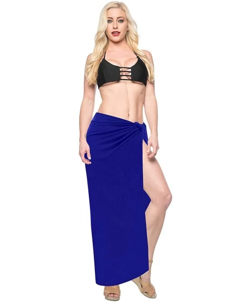 Cover-Ups Womens One Size Swimwear Pareo Sarong Bikini Coverups Wrap Embroidered - Blue_g166 - C4126C6JGAB