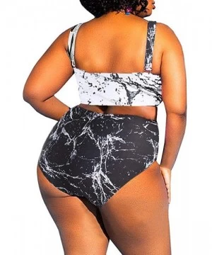 One-Pieces Womens Plus Size Cutout Swimsuit One Piece High Waisted Swimwear Bandage Tummy Control Monokini - Z-grey - C01969Y...