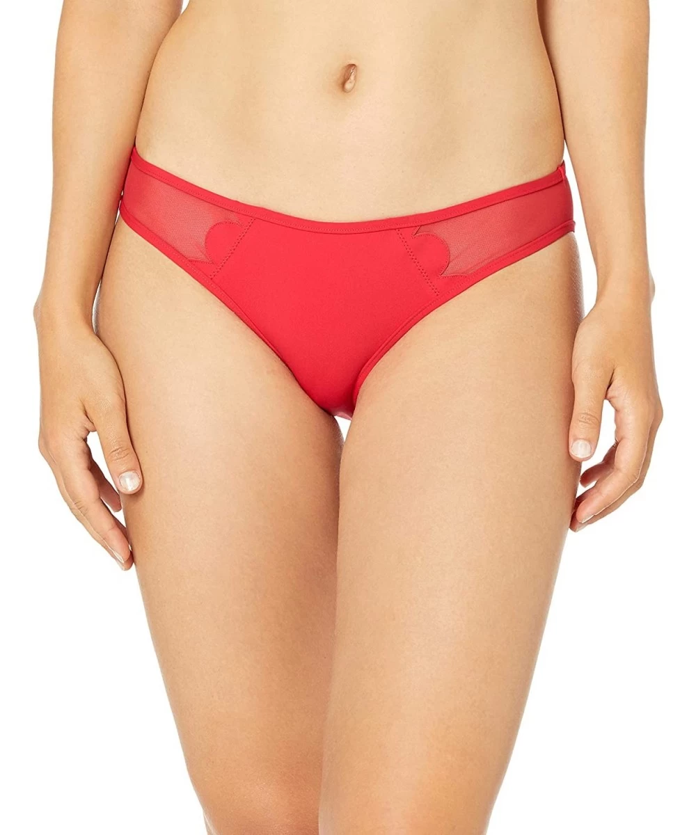 Bottoms Women's Petal Edge Hipster Bikini Bottom Swimsuit - Seafolly Chili - C618Q7Z5Z2O