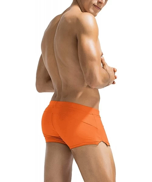 Board Shorts Men's Swim Trunk Swimwear Bathing Suit Board Short with Zipper Pocket - 1 - Orange - C218NZ2K7DY