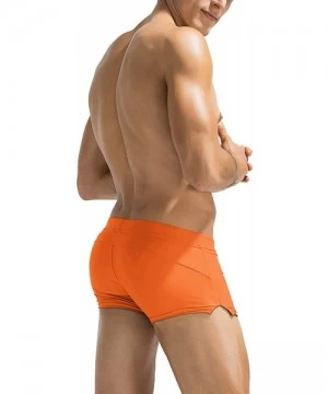 Board Shorts Men's Swim Trunk Swimwear Bathing Suit Board Short with Zipper Pocket - 1 - Orange - C218NZ2K7DY