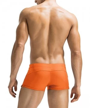 Board Shorts Men's Swim Trunk Swimwear Bathing Suit Board Short with Zipper Pocket - 1 - Orange - C218NZ2K7DY