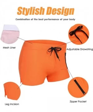 Board Shorts Men's Swim Trunk Swimwear Bathing Suit Board Short with Zipper Pocket - 1 - Orange - C218NZ2K7DY