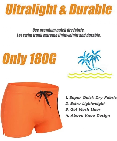 Board Shorts Men's Swim Trunk Swimwear Bathing Suit Board Short with Zipper Pocket - 1 - Orange - C218NZ2K7DY