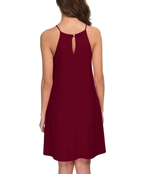 Cover-Ups Women's Dress Sweet & Cute Sleeveless Sleepwear Shift Dress Mini Dress - 12 Wine Red - CZ18SXY4D9S