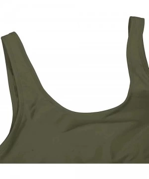 One-Pieces Women's One Piece Swimsuit Bathing Suit High Cut Low Back Tummy Control Athletic Swimwear - Army Green - C719C2G8CGM